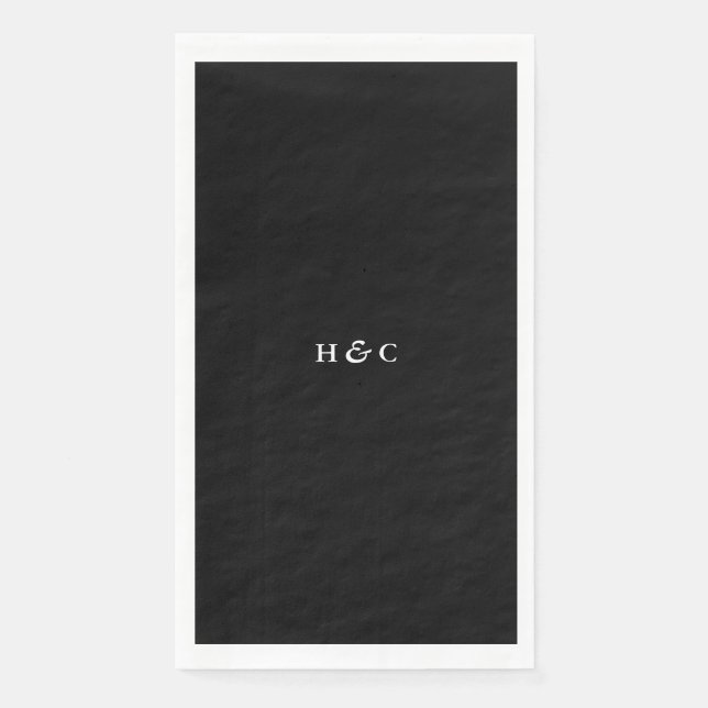 Modern Black Premium Onyx Plain Simple Wedding Napkin (Front)