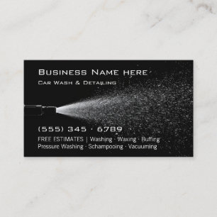 Modern Black Pressure Wash Car Detailing QR Business Card