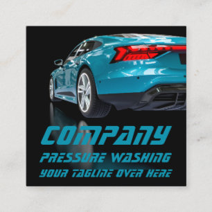 Modern Black Pressure Washing Mobile Car Wash  Square Business Card