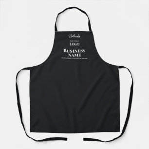 Modern Black Professional Business Logo Staff Name Apron
