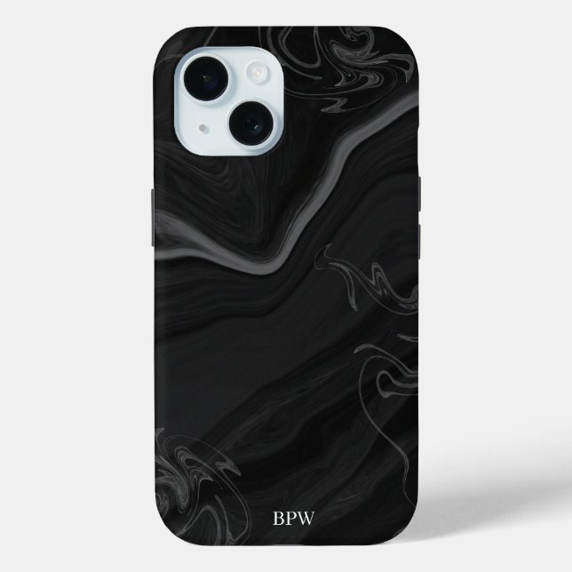 Modern Black Professional Marble Style Case-Mate iPhone Case (Back)