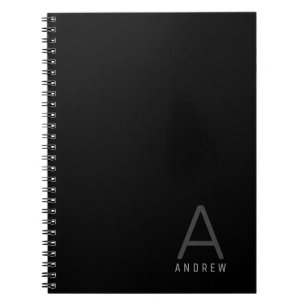 Modern Black Professional Minimal Personalized Notebook