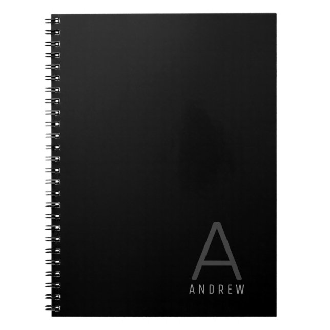 Modern Black Professional Minimal Personalized Notebook (Front)