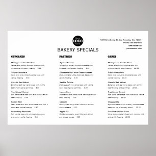 Modern Black Professional Restaurant Logo Menu Poster