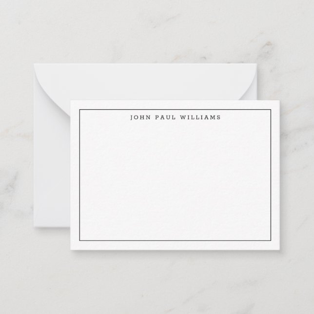 Modern Black Professional Simple Thin Border Card (Front)