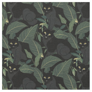 Modern black puma pattern fabric