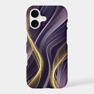Modern Black Purple Gold Marble Alcohol Ink