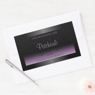 Modern Black Purple Gradient Product Label Glitter