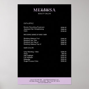 Modern Black Purple Price List Poster
