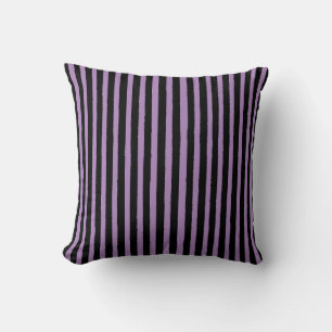 Modern, Black Purple Stripes Throw Pillow