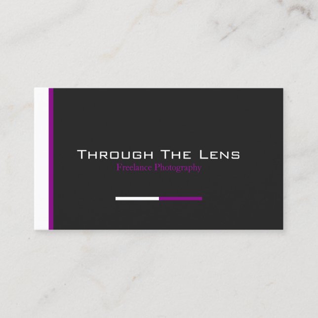 Modern Black, Purple, White Stripe - business Card (Front)