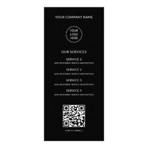 Modern Black QR Logo Business Rack Card