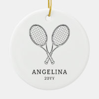 Modern Black Racket Personalized Name Tennis Lover