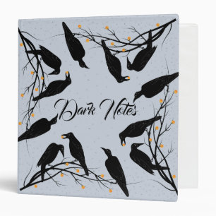 Modern Black Ravens Minimalist Pattern Binder