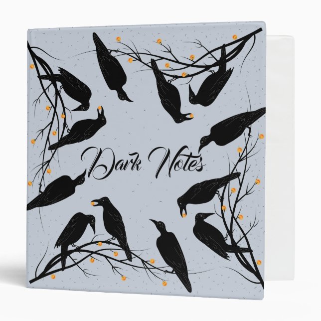 Modern Black Ravens Minimalist Pattern Binder (Front/Inside)