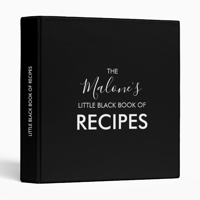 Modern Black Recipe Binder (Front/Spine)