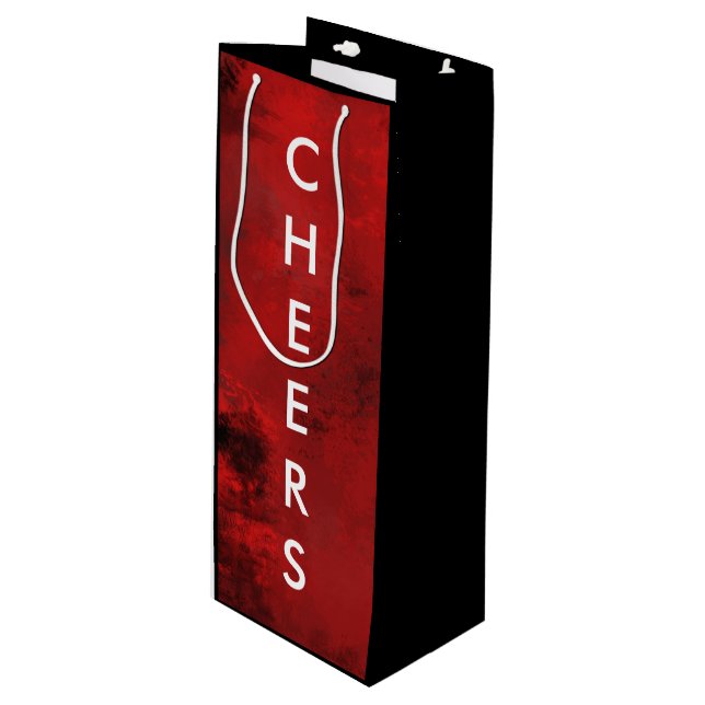 Modern Black & Red Abstract - Cheers Wine Gift Bag (Front Angled)