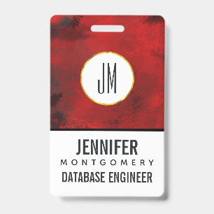 Modern Black & Red Abstract - Dark Mysterious Badge