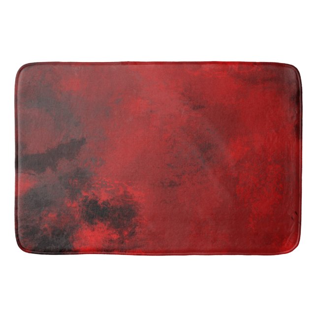 Modern Black & Red Abstract - Dark Mysterious Bath Mat (Front)