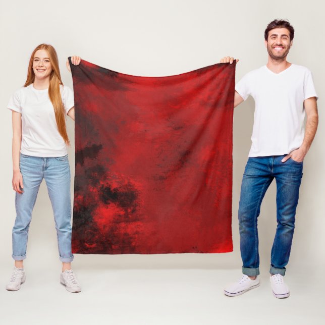 Modern Black & Red Abstract - Dark Mysterious Fleece Blanket (In Situ)