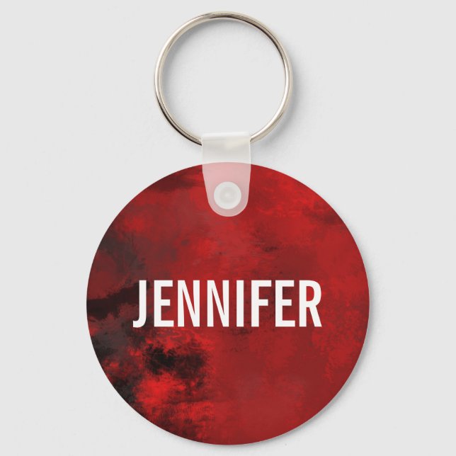 Modern Black & Red Abstract - Dark Mysterious Keychain (Front)