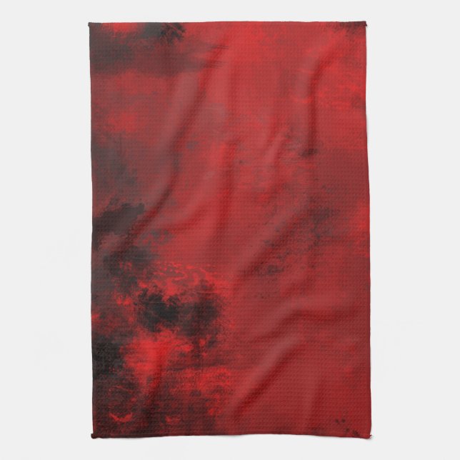 Modern Black & Red Abstract - Dark Mysterious Kitchen Towel (Vertical)