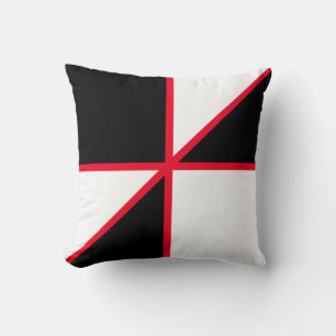Modern Black Red and White Throw Pillow