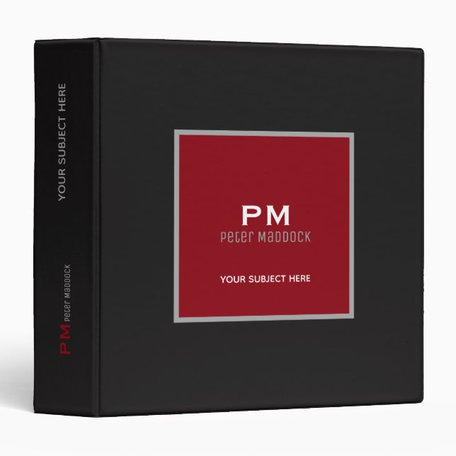 modern black & red binder with name and subject (Front/Spine)