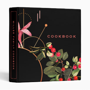 Modern Black & Red Cherries Cookbook Binder
