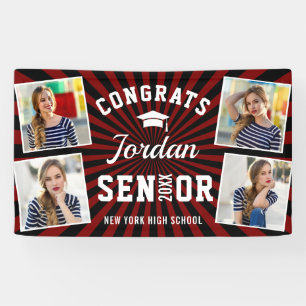 Modern Black Red Graduation Class of 2024 PHOTO Banner