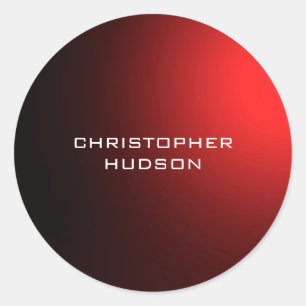 Modern Black Red Plain Classic Round Sticker