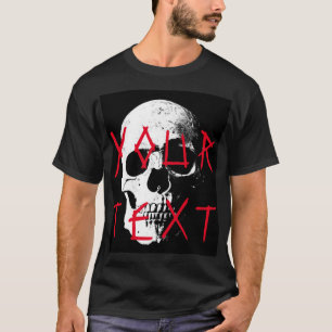 Modern Black Red Skull Horror Text Mens Halloween T-Shirt