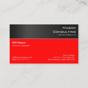 Modern Black Red Steel Professional Business Card