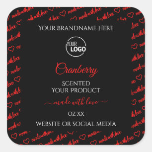 Modern Black Red Word Cloud Product Labels Logo