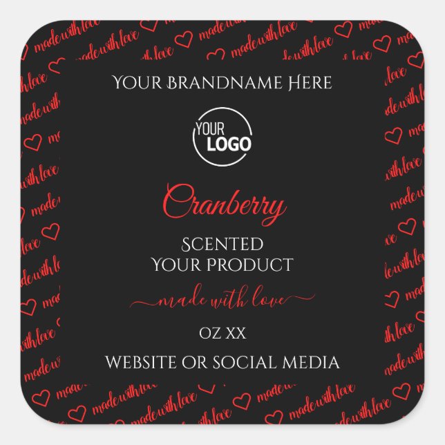 Modern Black Red Word Cloud Product Labels Logo (Front)