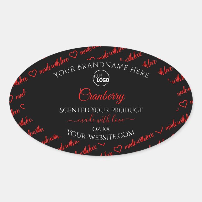 Modern Black Red Word Cloud Product Labels Logo (Front)