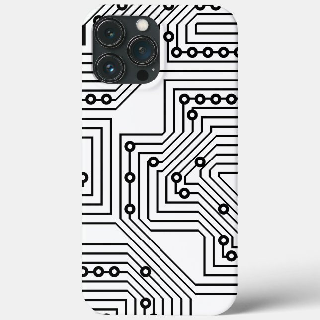 Modern Black Retro Computer Circuit Board Pattern Case-Mate iPhone Case (Back)