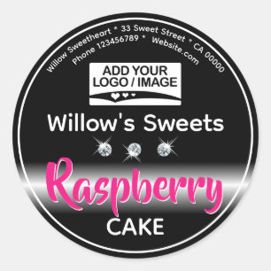Modern Black Rhinestone Cupcake Cake Pastry Label