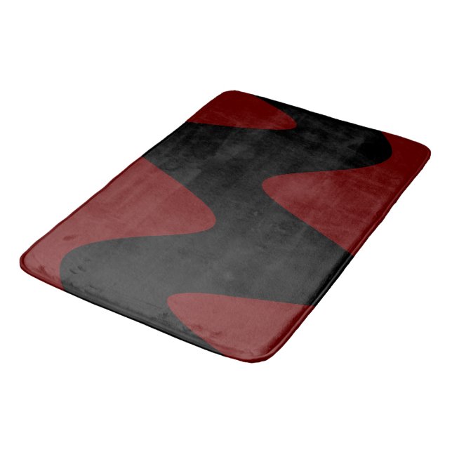 Modern Black River Deep red Bath Mat (Angled)