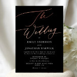 Modern Black Rose Gold Calligraphy Wedding Invitation<br><div class="desc">*NOT REAL FOIL* ***this design is part of a matching collection*** _______________________ this design template is fully editable / customizable by you the customer - click personalize further button if you wish to move, add, delete, or make significant changes to the design _______________________ *if you have any DESIGN questions or...</div>