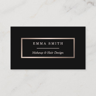 Modern Black Rose Gold Minimalist Business Card