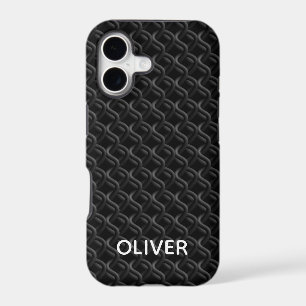 Modern Black Rubber Lattice with Name