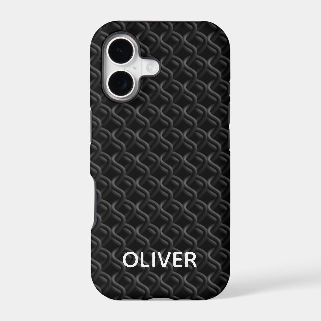 Modern Black Rubber Lattice with Name (Back)