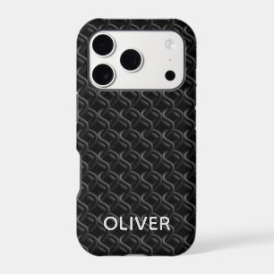 Modern Black Rubber Lattice with Name
