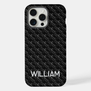 Modern Black Rubber Lattice with Name iPhone 15 Pro Max Case