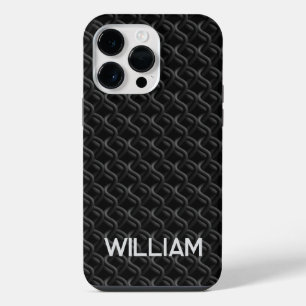 Modern Black Rubber Lattice with Name iPhone 14 Pro Max Case