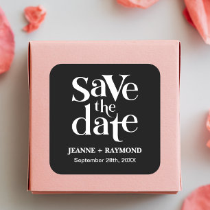 Modern Black Save The Date Wedding Announcement Square Sticker