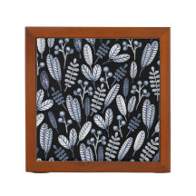 Modern Black  Scandinavian Floral Pattern
