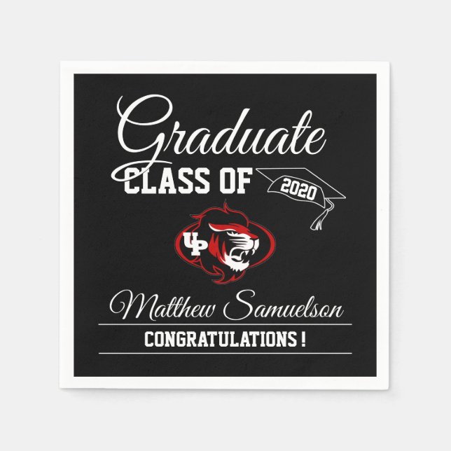 Modern Black School GRADUATION | add LOGO Napkin (Front)