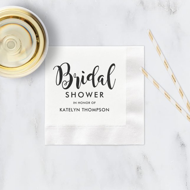 Modern Black Script Bridal Shower Wedding Napkin (Creator Uploaded)